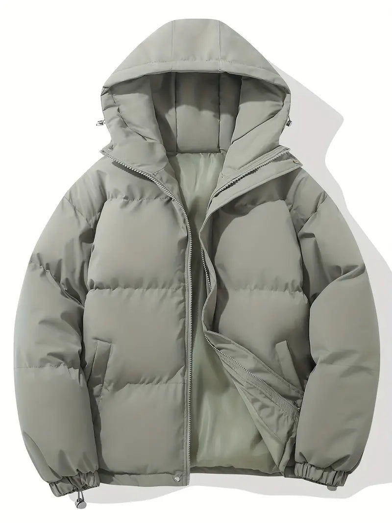 Elegant women's hooded parka, a classic winter jacket providing stylish warmth for cold weather days.