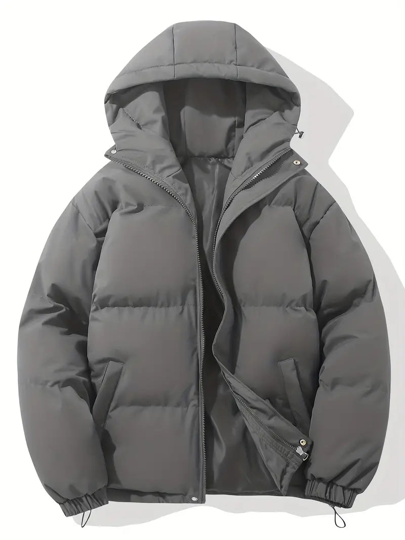 Modern women's hooded winter jacket, designed for stylish warmth and comfort in chilly everyday wear.