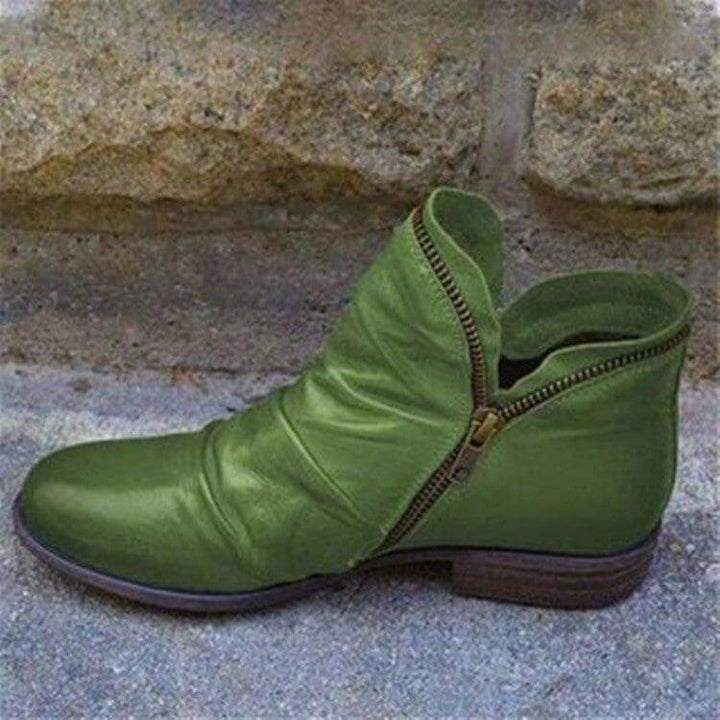Versatile women's ankle boots, zip-up style. Great for casual comfort or dressy fashion footwear.