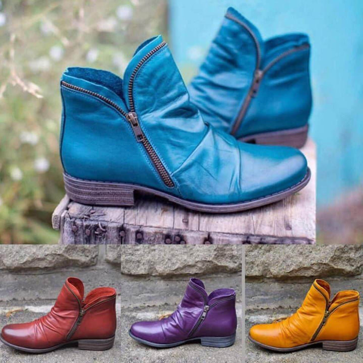 Stylish women's zip-up ankle boots. Chic, comfortable & versatile footwear for fashion-forward women.