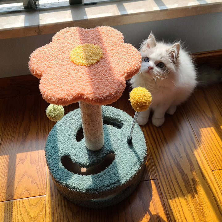 Durable sisal sunflower pet scratcher post, essential cat furniture for happy, healthy felines.