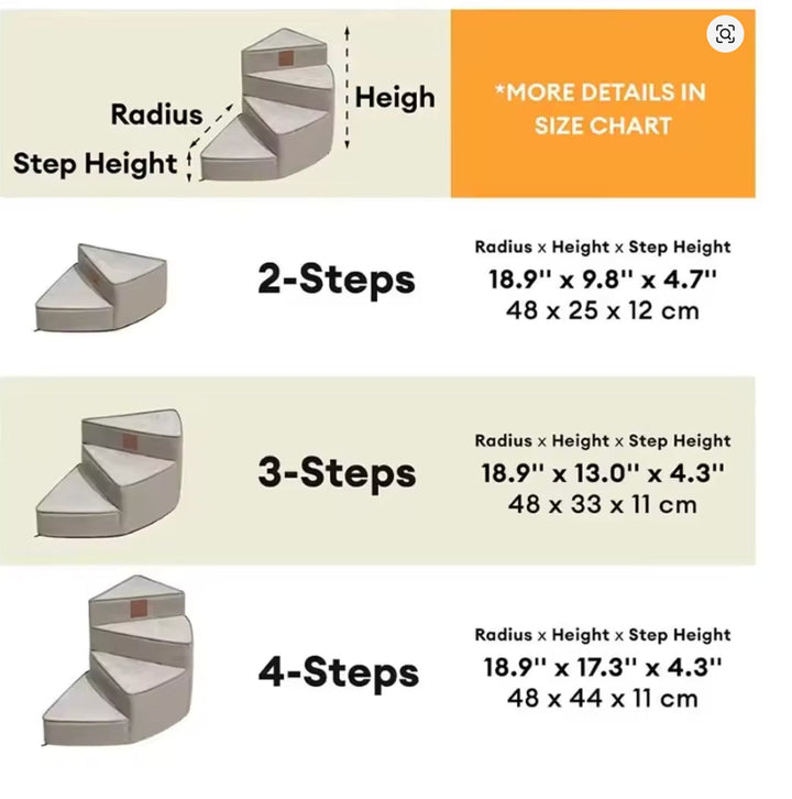 Modern pet stairs: foam construction, washable cover, perfect for small pets.