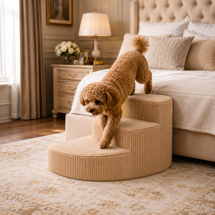 Durable pet furniture: non-slip foam dog steps for easy pet access.