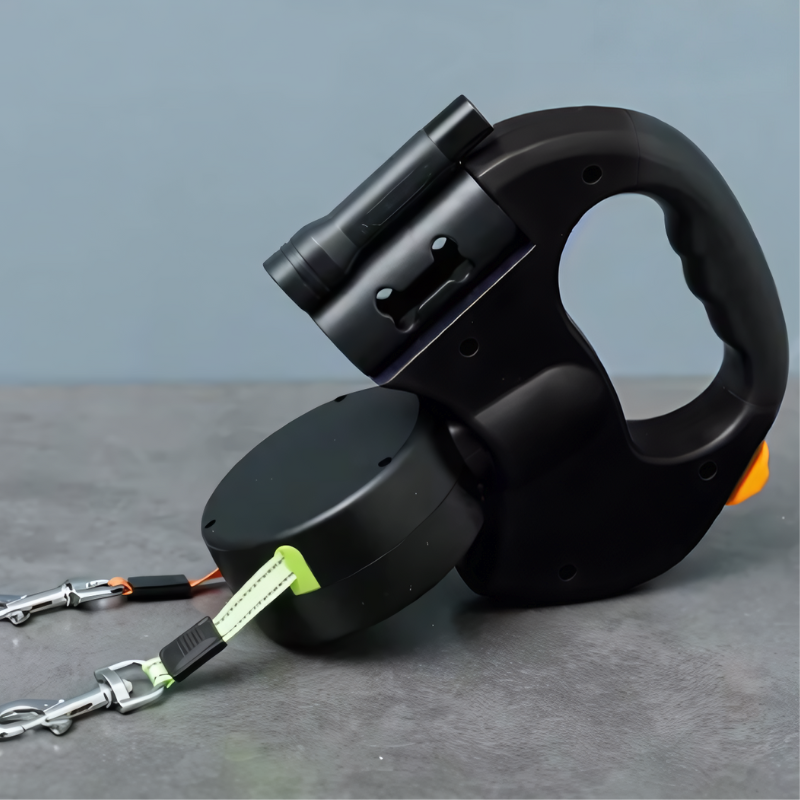 TangleFree Dual Dog Leash with built-in LED light for safe night walks