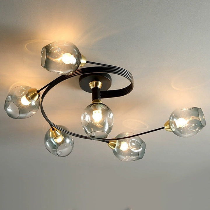 Amber Tavin Modern Flush Mount Ceiling Light; warm, contemporary design for dining room.