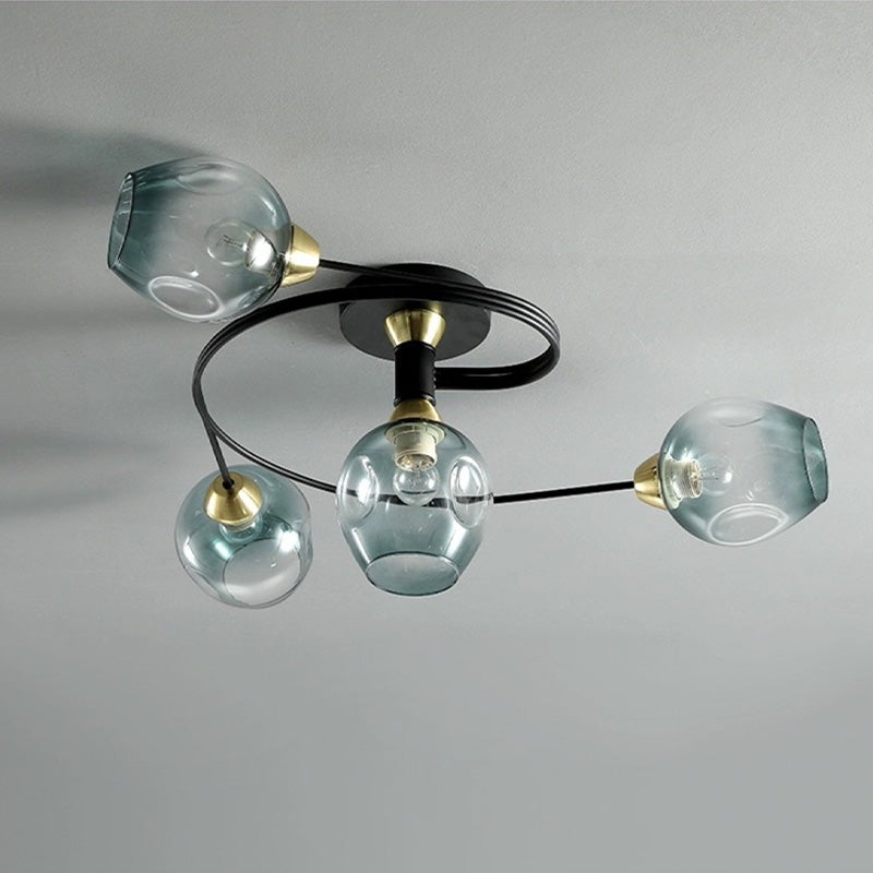 Smoke Grey Tavin Modern Flush Mount; sleek, contemporary ceiling light for dining room.