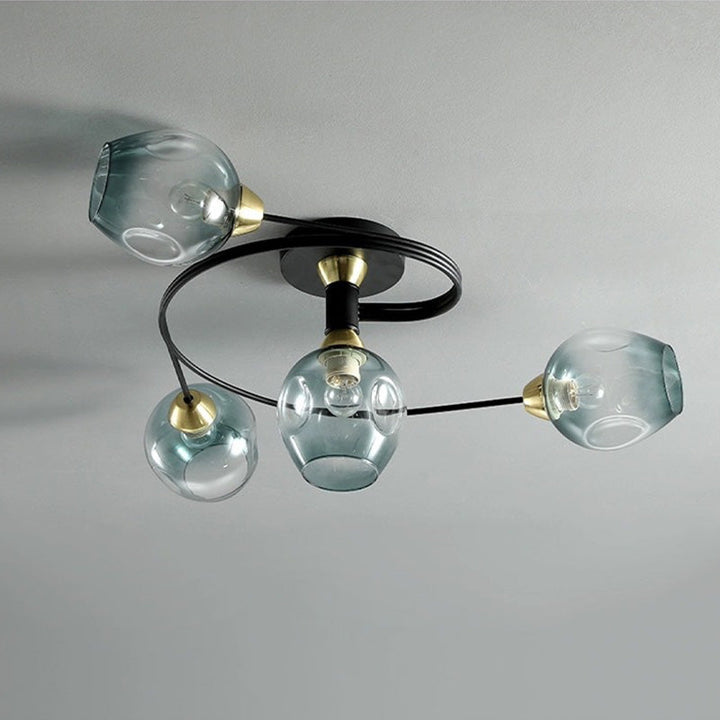 Smoke Grey Tavin Modern Flush Mount; sleek, contemporary ceiling light for dining room.