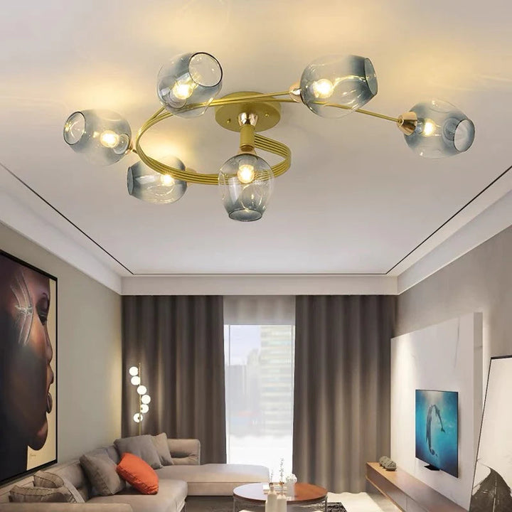 Smoke grey Tavin contemporary flush mount; chic illumination for any modern home.