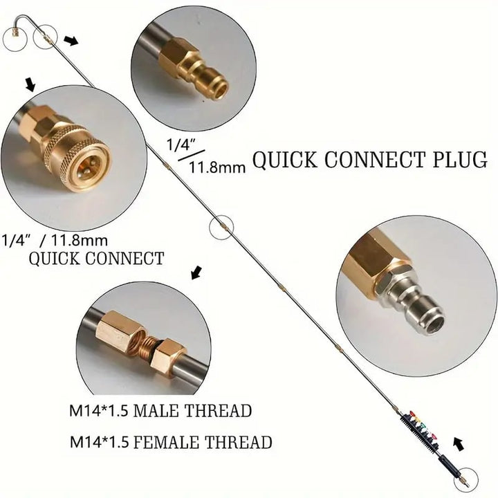 Adjustable telescoping extension wand for diverse outdoor power washing tasks.