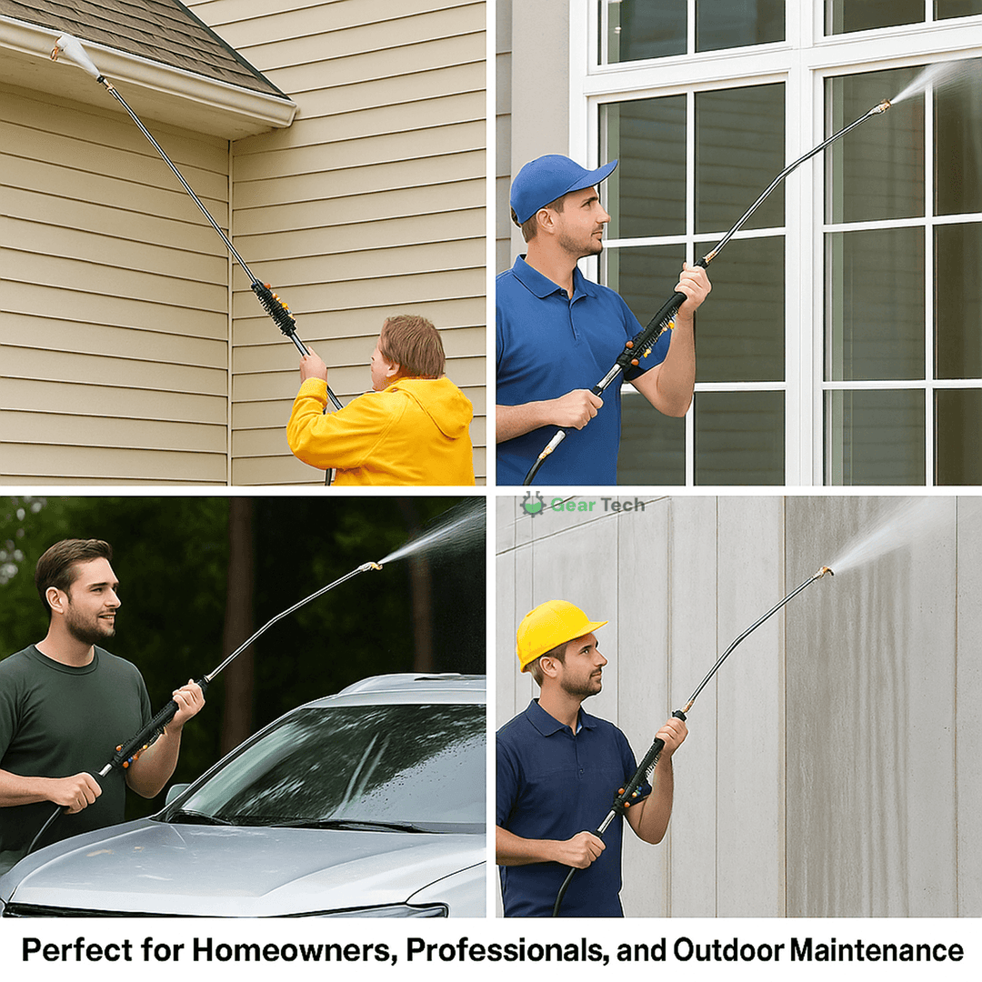 Robust telescoping pressure washer wand, perfect for deep gutter & roof cleaning jobs.
