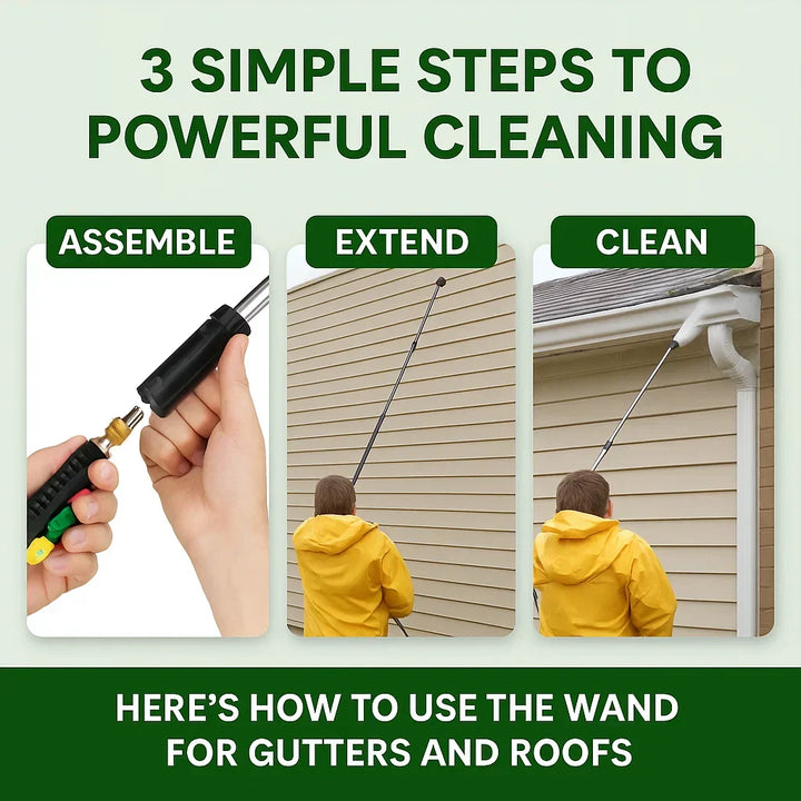 Effortlessly clean gutters & roofs with this telescoping high pressure washer extension wand.