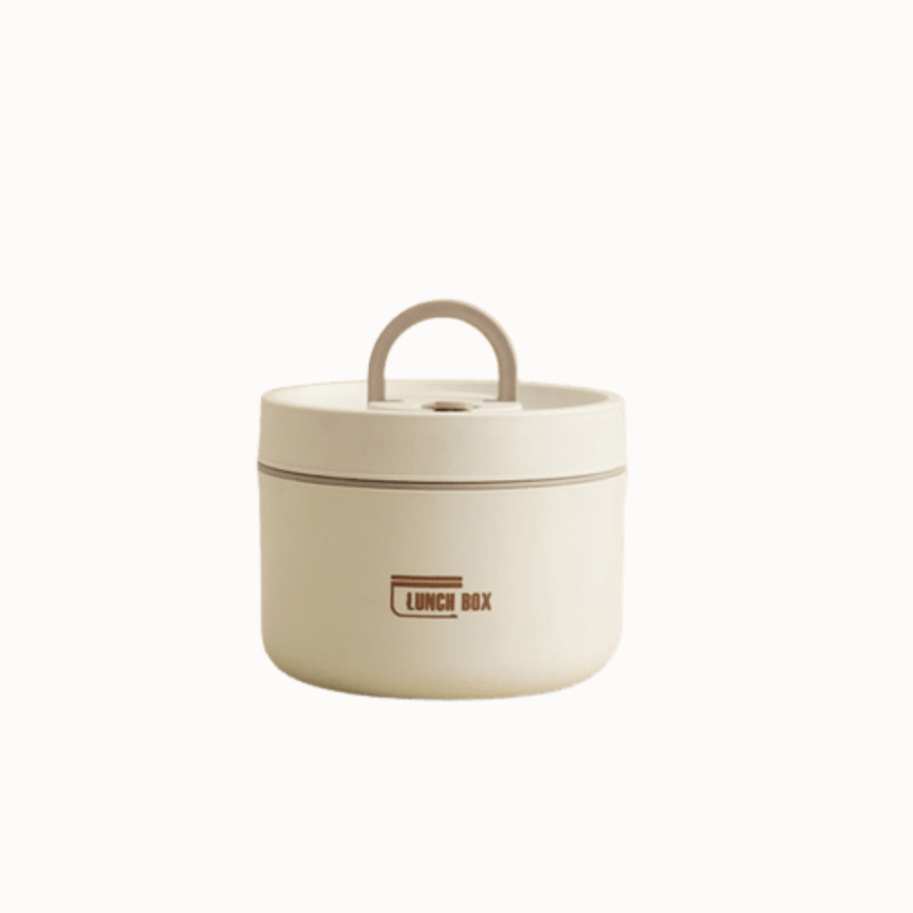 Portable stainless steel insulated food container, perfect for on-the-go meals.