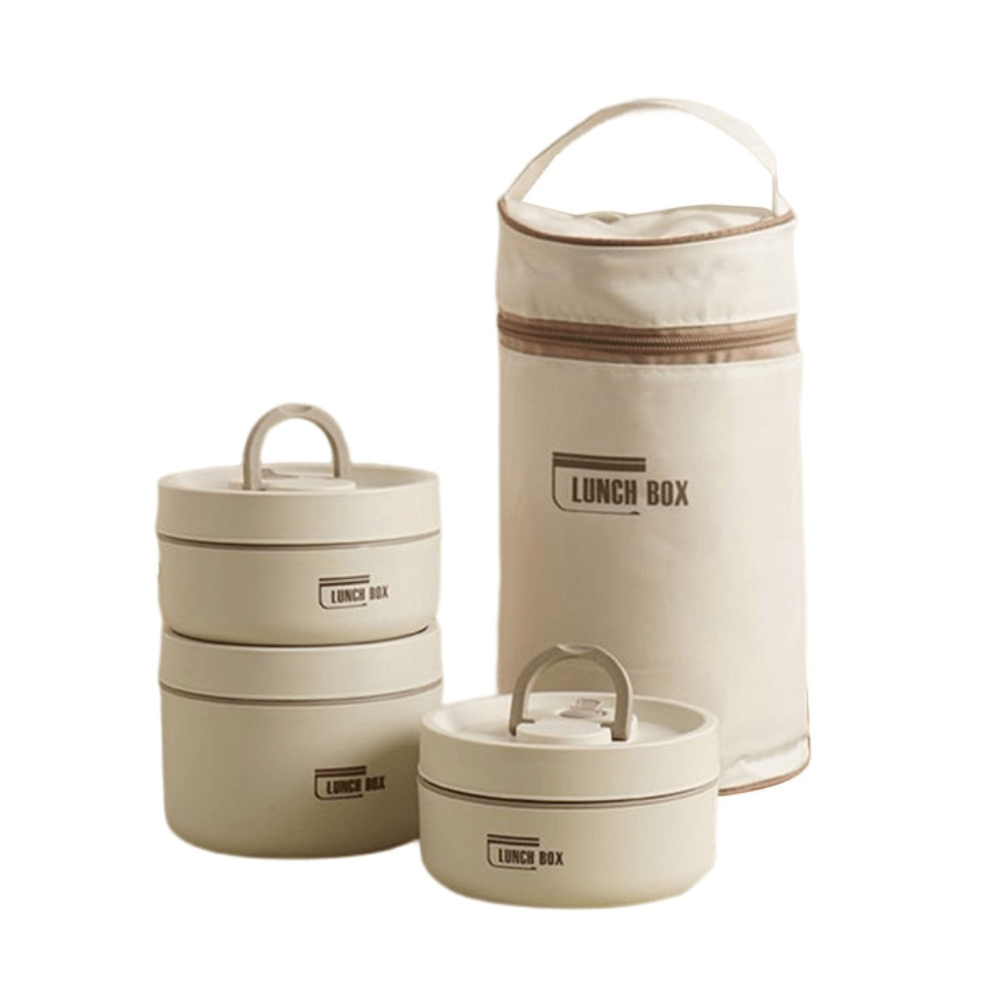 Blue insulated food container, perfect for school lunches or picnics.