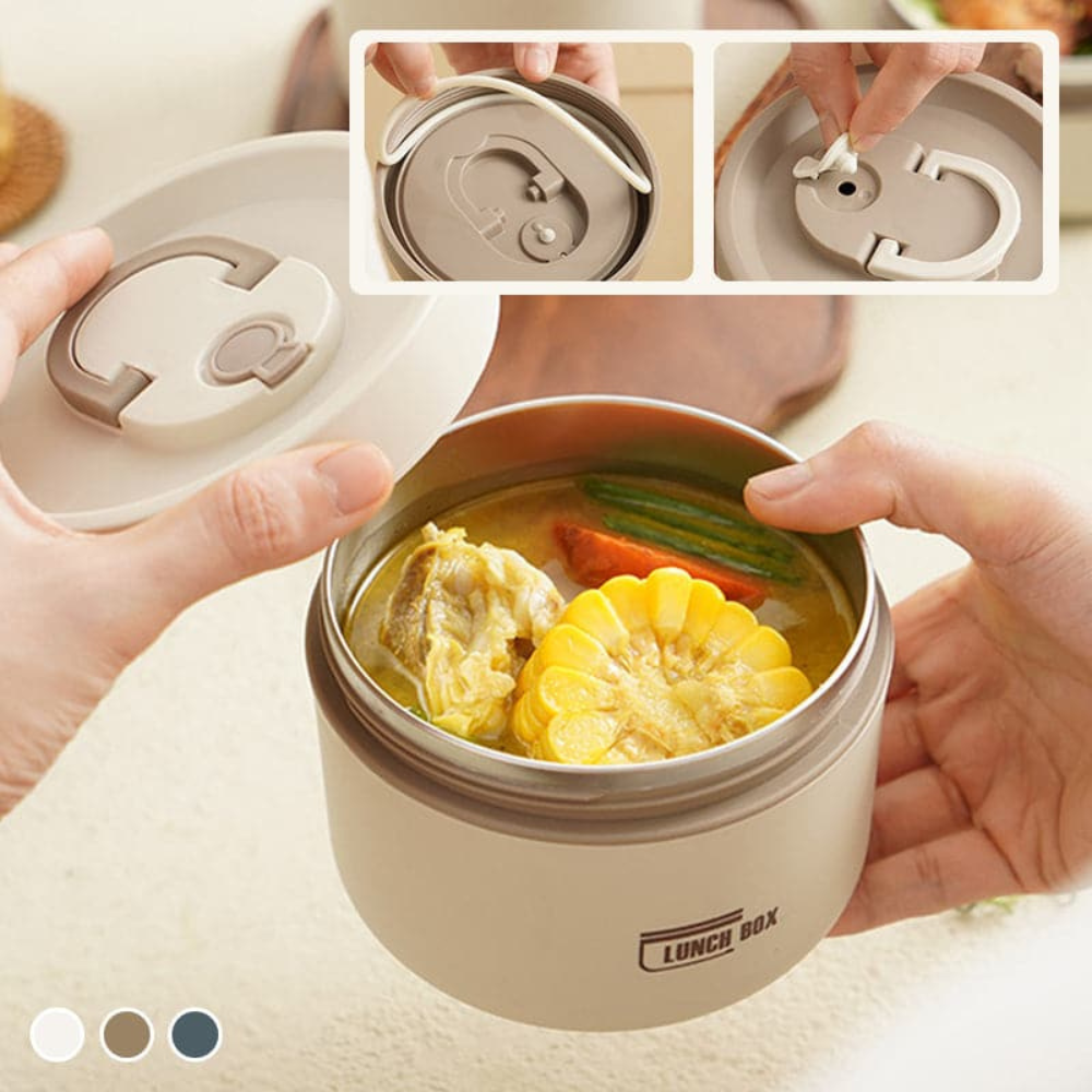Portable insulated lunch box, ideal for travel & outdoor activities.