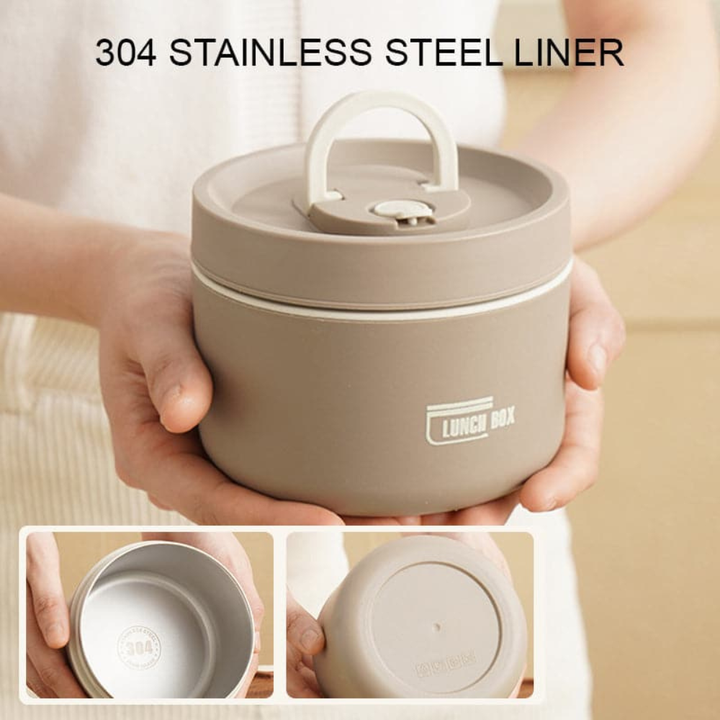 Brown thermal food container, double-wall design for lasting temperature.
