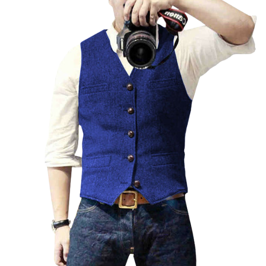 Versatile men's gilet, a timeless and comfortable vest for stylish layering. Essential smart casual apparel for all seasons.