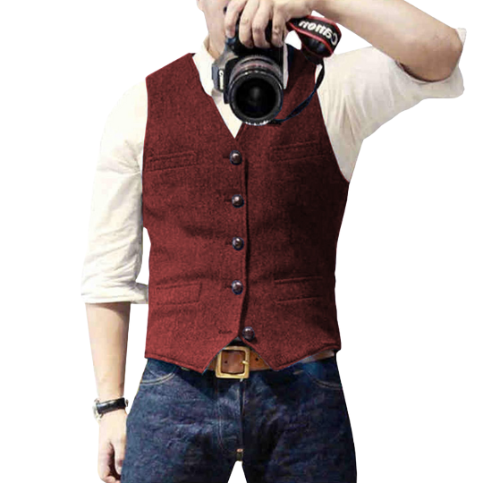 Classic men's gilet, designed for a comfortable fit and versatile style. Perfect layering vest for modern men's fashion.