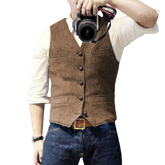 Everyday men's gilet, a comfortable and timeless vest. Versatile layering piece for smart casual outfits & all-season wear.
