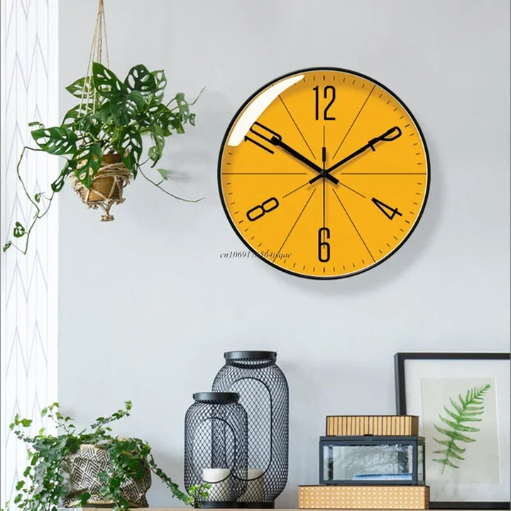 Close-up of TimeWisp Silent Wooden Wall Clock. Natural wood grain, modern timepiece, perfect for peaceful home decor.