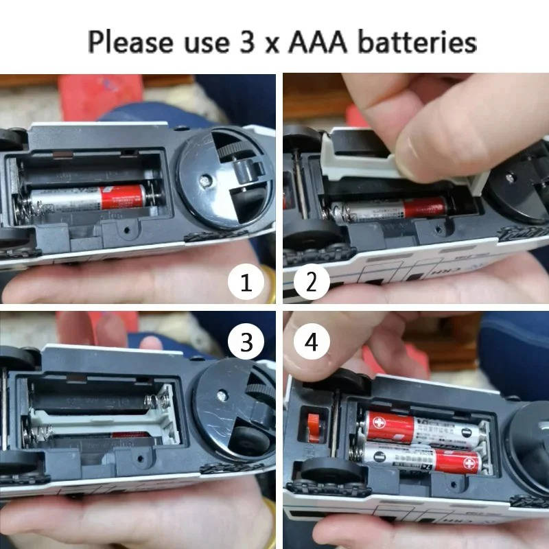 Four-car interactive toy train with sound effects, perfect for young children.