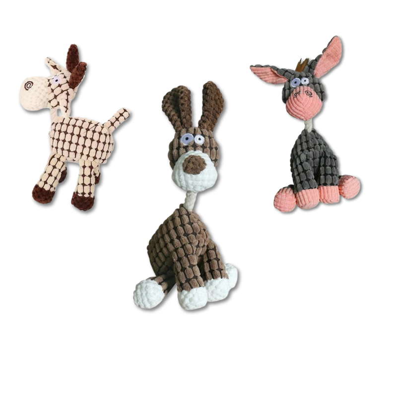 Keep your dog entertained with ToughPaws durable plush dog toys - a 3-pack for long-lasting chew fun.