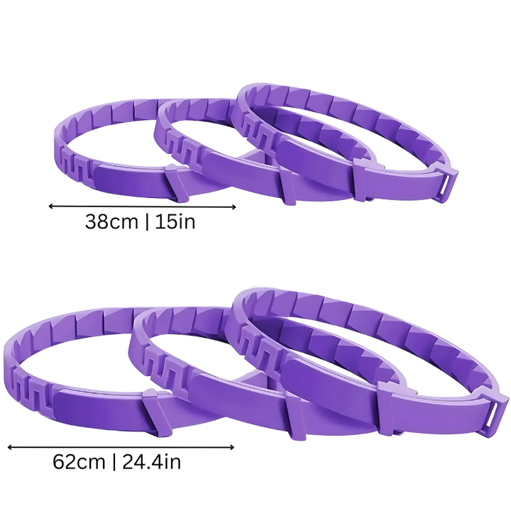 Close-up of Tranquiloo adjustable calming pheromone collar for anxious pets.