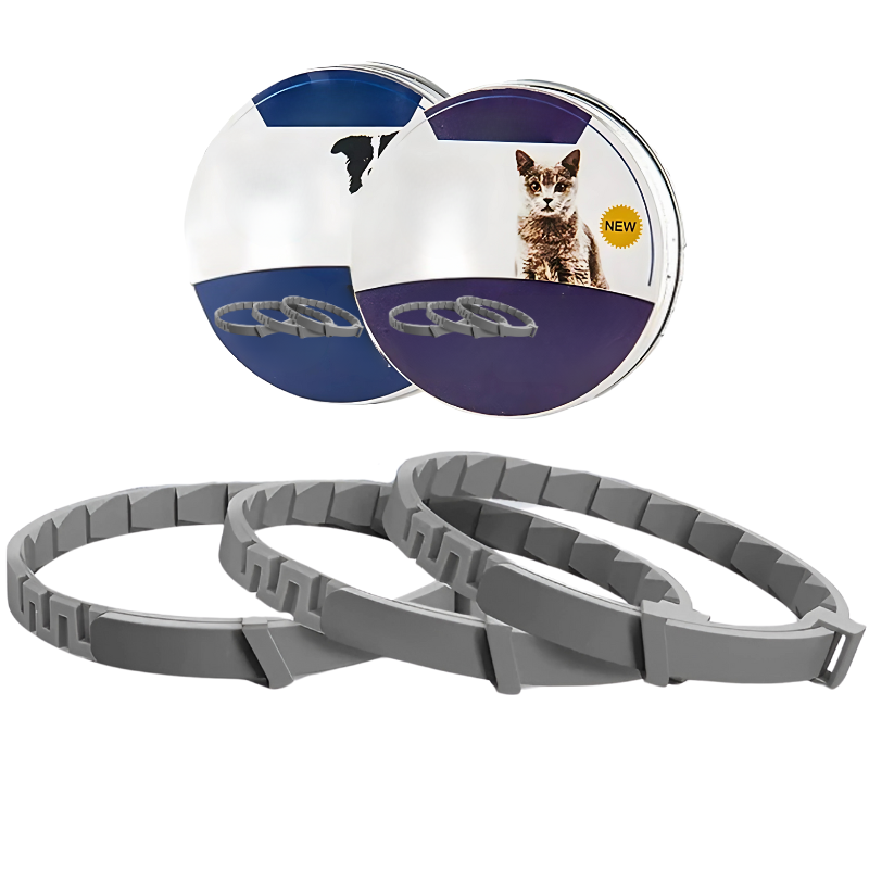 Cat wearing Tranquiloo stress relief pheromone collar, peaceful expression.