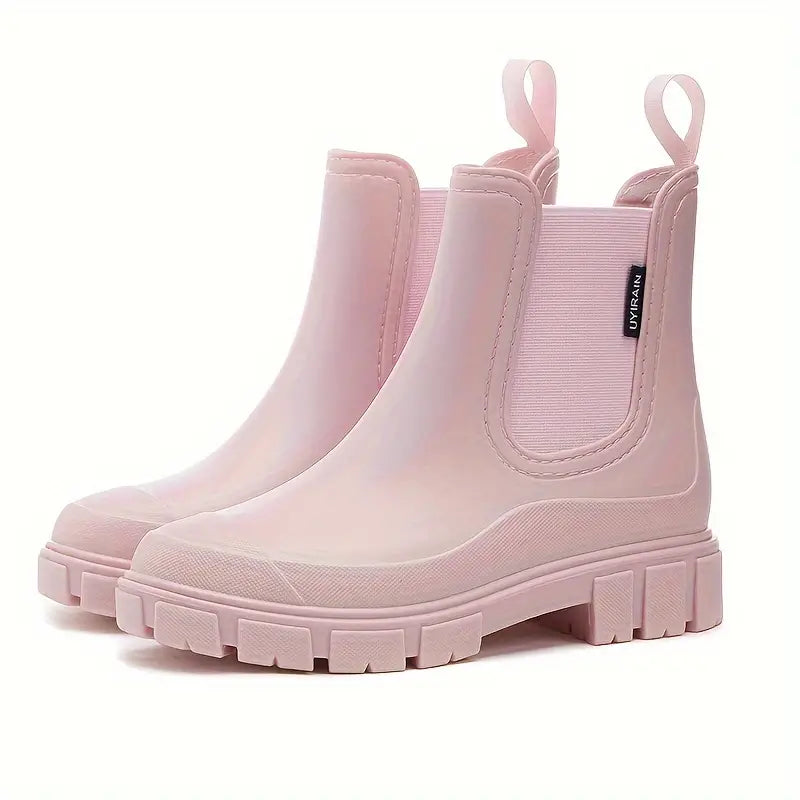 Comfortable women's waterproof rain boots. Trendy and stylish footwear, perfect for keeping dry in all wet weather conditions.