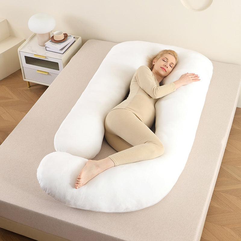 Ergonomic body pillow with a soft washable cover, ideal for relaxation.