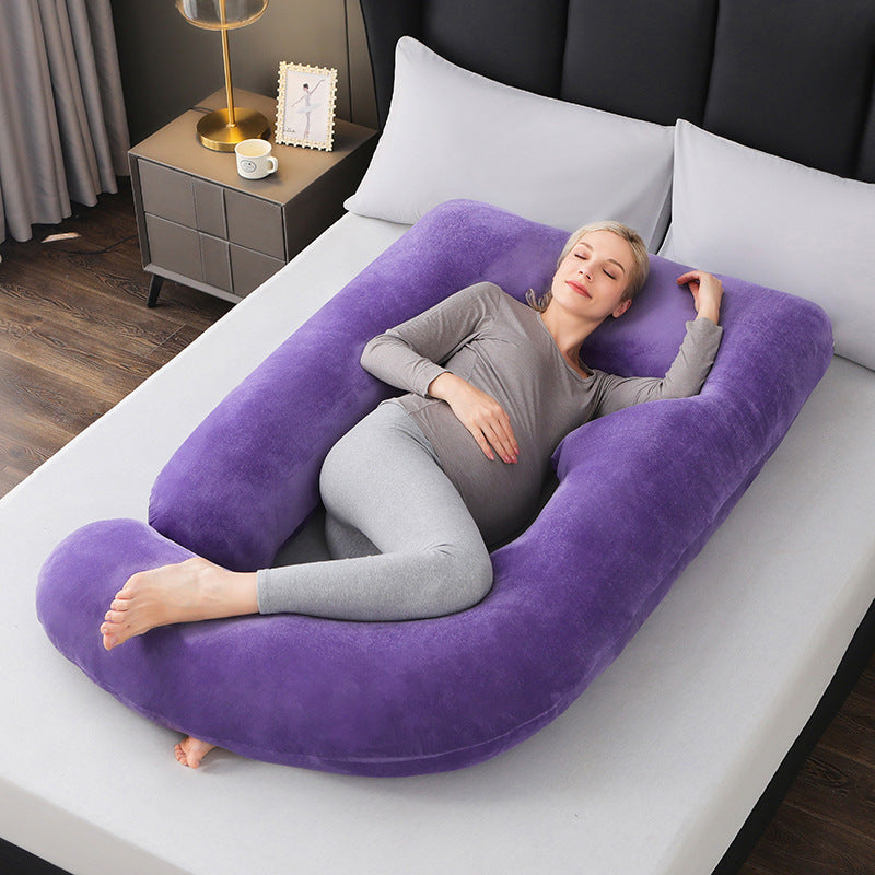 Sleep aid U-pillow, provides full body support for a better night's rest.