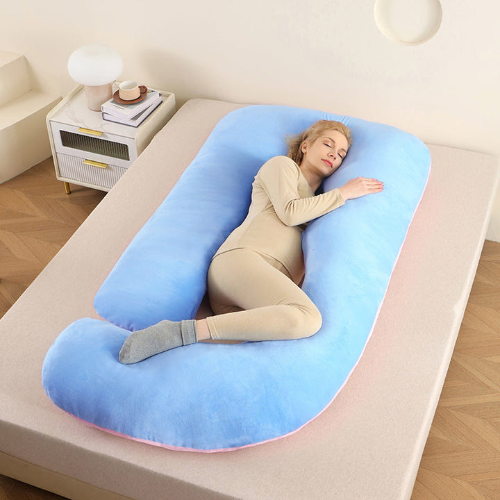 Full body support pillow for pregnant women & nursing mothers, U-shaped.