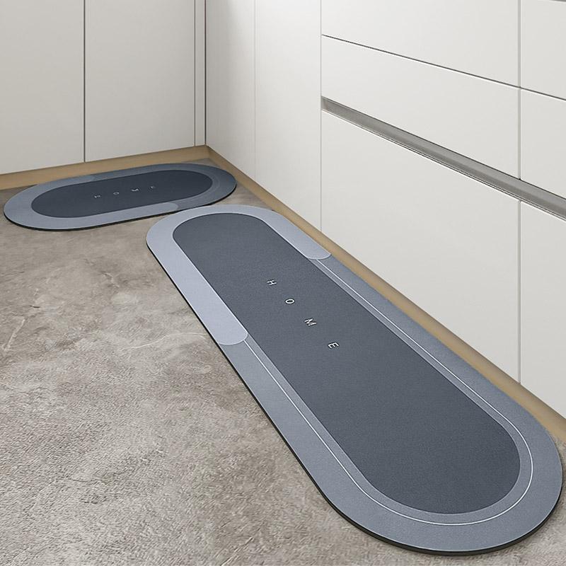 Rectangle bath mat in blue, dries fast and prevents slips, ideal bathroom decor.