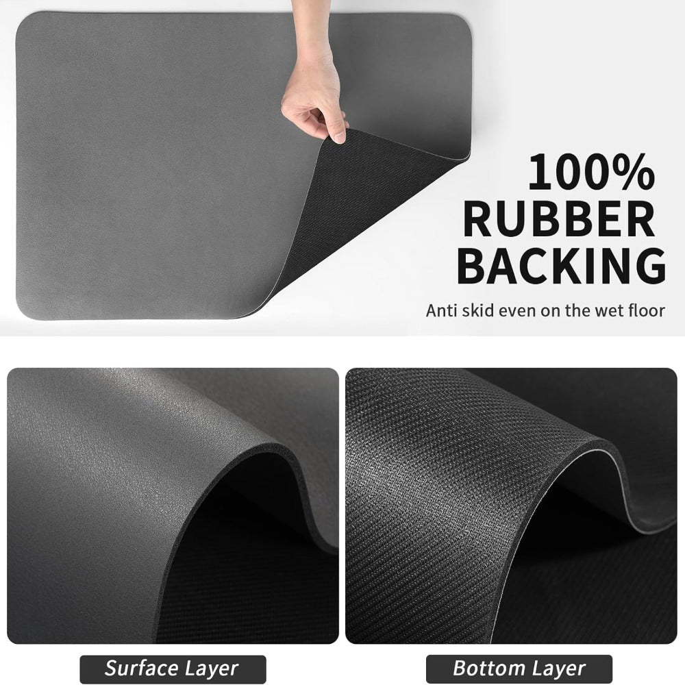 Diatomaceous earth kitchen drying mat, quick-dry countertop protector for dishes, glasses & sink area.