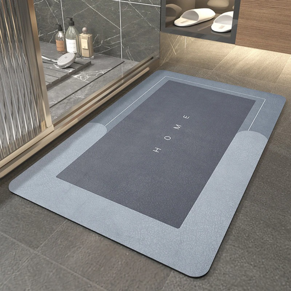 Non-slip quick-dry bath mat ensures home safety & prevents slips in your modern bathroom.