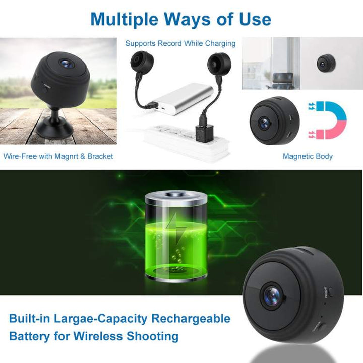 HD security camera with enhanced night vision, providing clear 24/7 surveillance for home security.