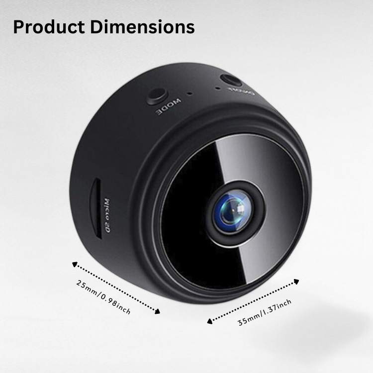 Tiny indoor HD security camera with night vision, great for discreet monitoring & peace of mind.