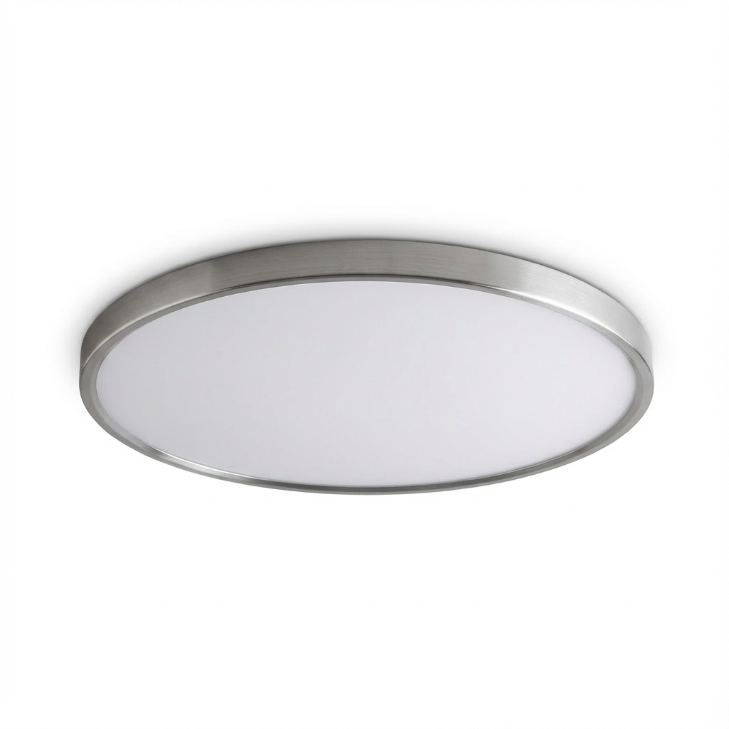 Ultra-slim round LED ceiling light, modern flush mount for energy-efficient home decor.