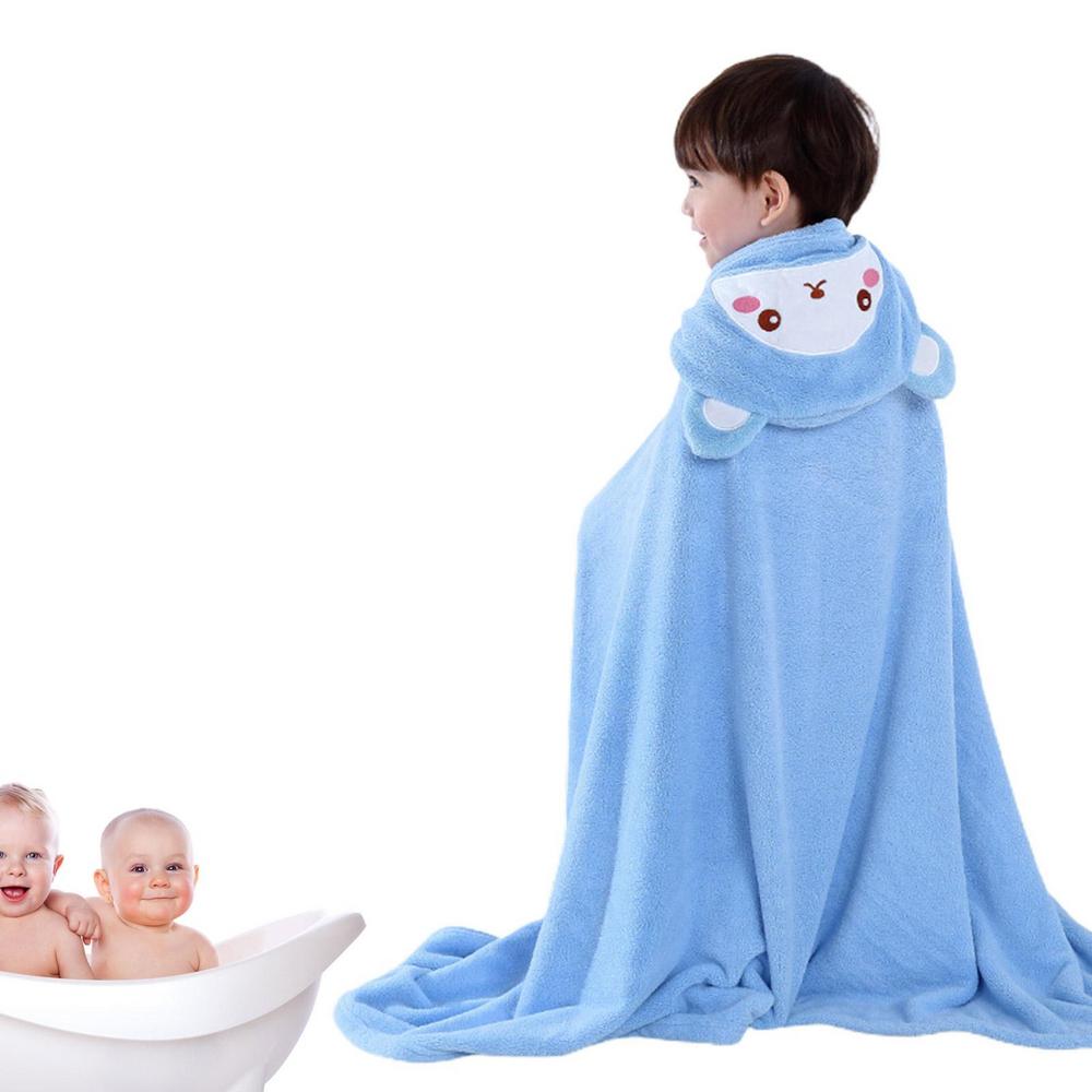 Ultra-soft coral fleece baby hooded towel with cute animal design