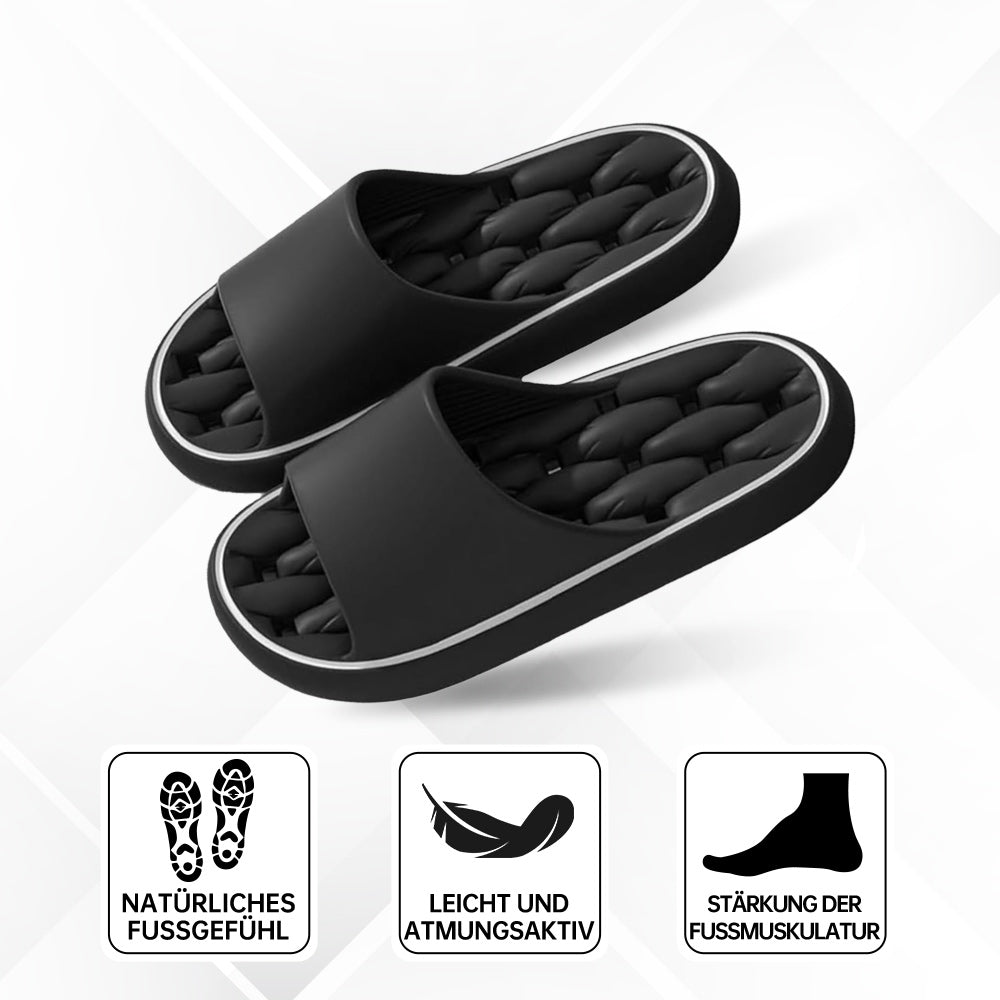 Quick-drying house slippers that are both soft and ergonomically designed.