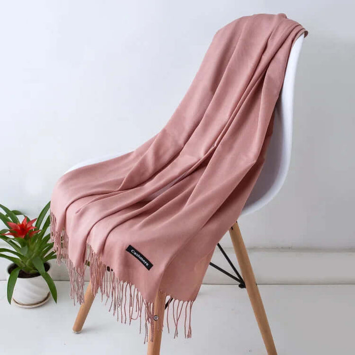 Full view of elegant ultra-soft women's luxury scarf, a versatile fashion accessory.