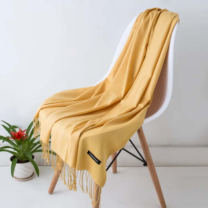 Front view of an elegant ultra-soft women's luxury scarf, perfect for stylish layering.