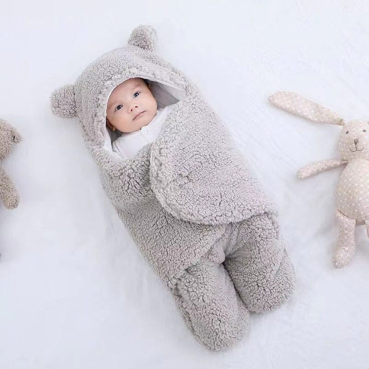 Cozy bear ear baby swaddle, a must-have soft baby blanket for newborns