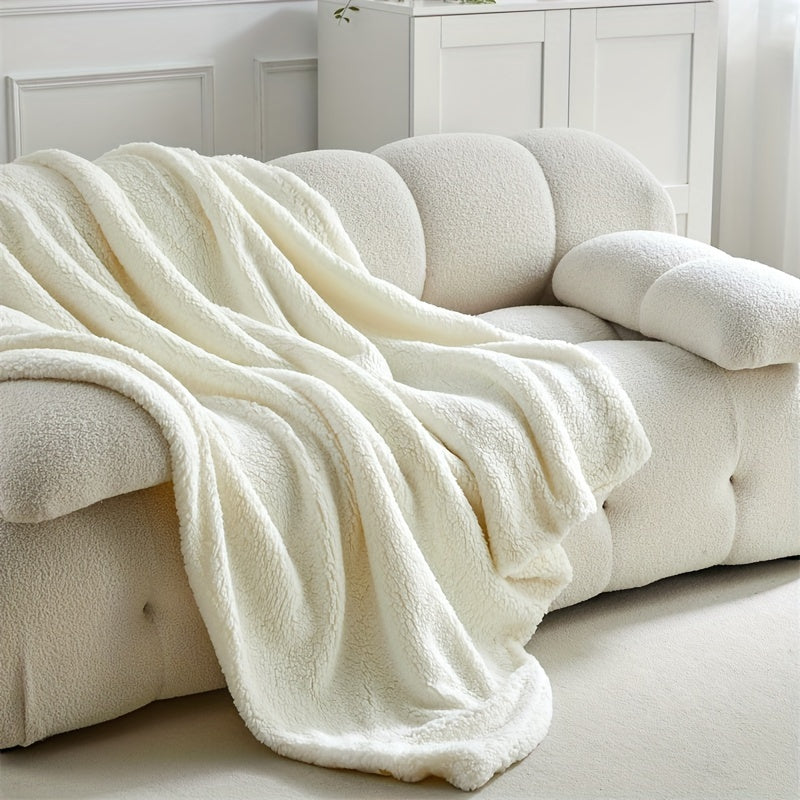Warm sherpa fleece throw blanket for sofa or bed, super soft & comfortable home decor.