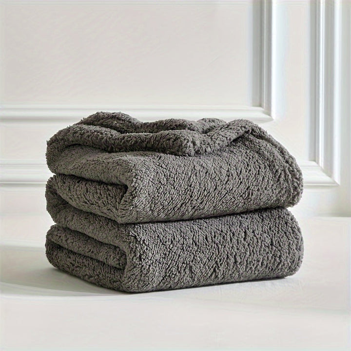 Cozy ultra soft sherpa fleece blanket, warm throw for bed, sofa, or home comfort.