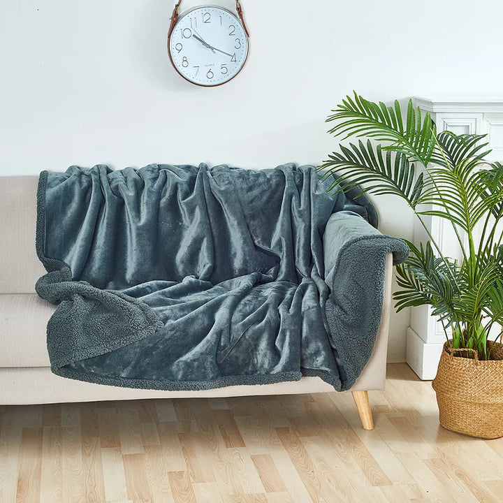 Durable and washable pet blanket, safeguarding furniture from spills and fur.