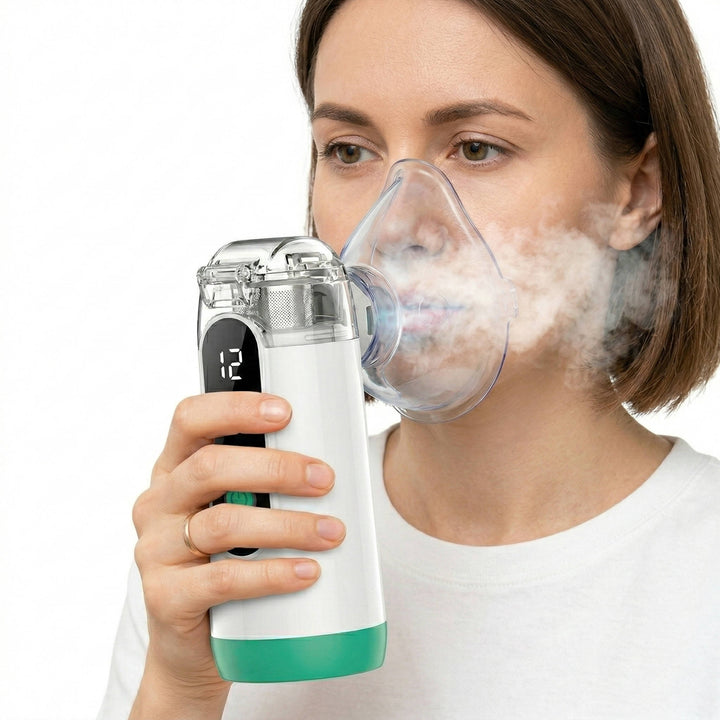UltraMist portable nebulizer for quiet respiratory relief, USB rechargeable, ideal for travel health.