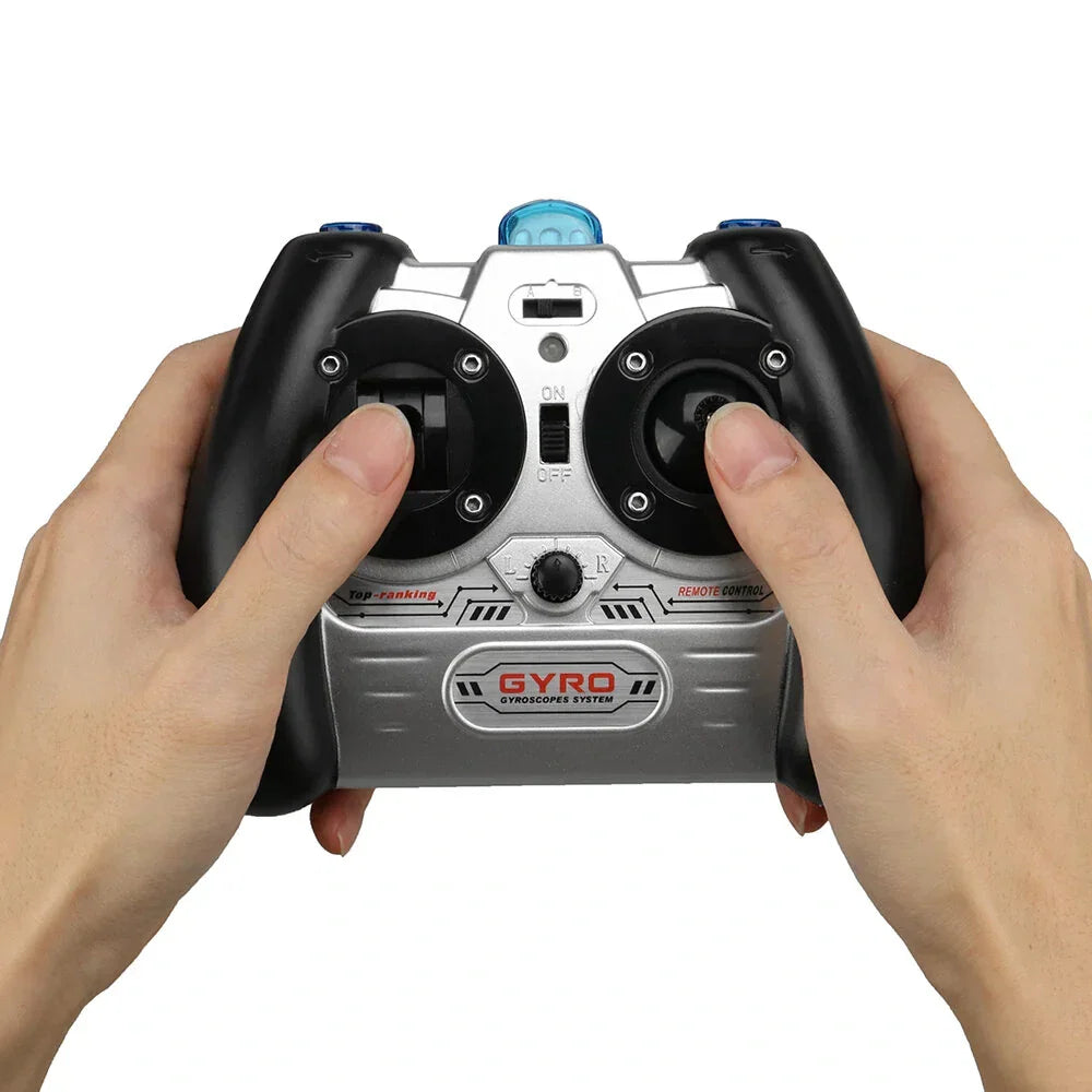 Enjoy fearless indoor flying with this unbreakable mini RC helicopter. Gyro-stabilized remote control toy.