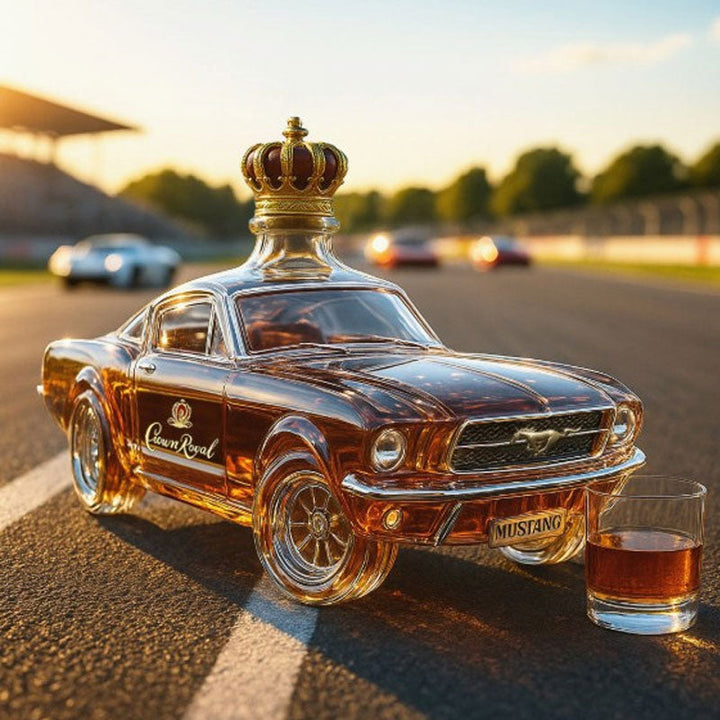 Serve your favorite bourbon in this eye-catching Mustang car liquor dispenser.