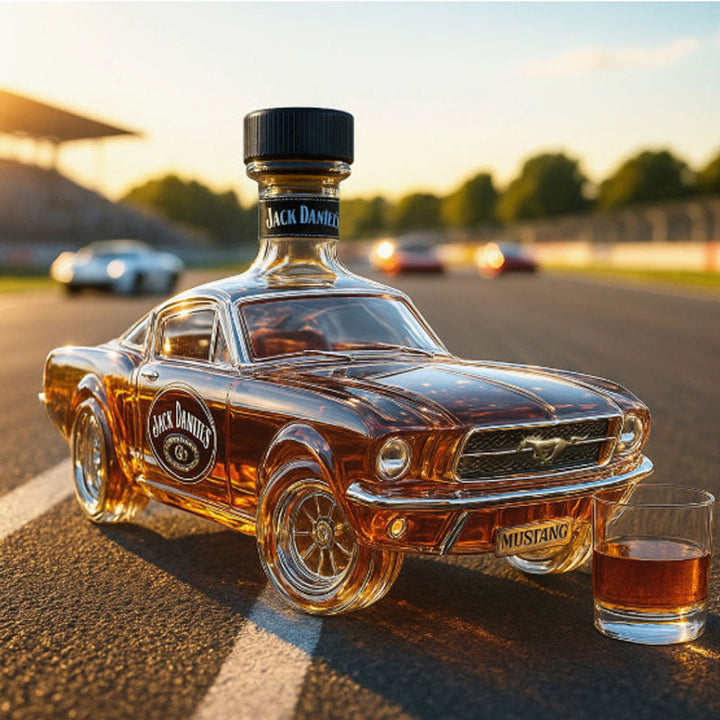 Decorative Mustang car decanter and glass set, ideal for any bar enthusiast.