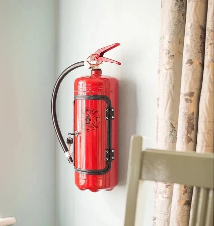 Unique gift idea: a stylish fire extinguisher hidden bar for any man cave